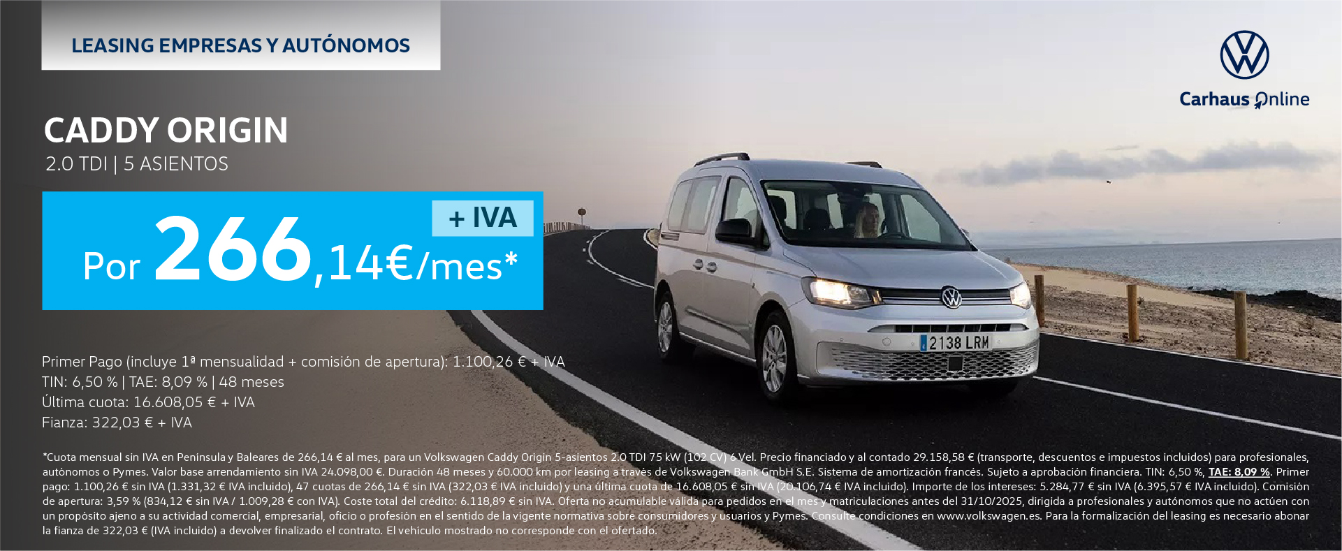 ¡Leasing! Caddy desde 266,14€/mes*